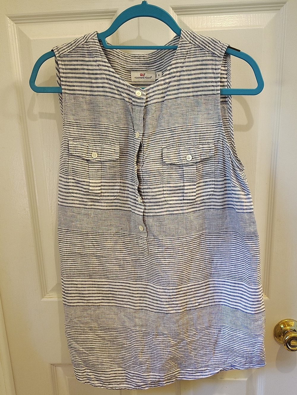 Vineyard Vines 100% Linen Sleeveless Blouse 10